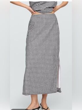 NWT! GAP Linen Blend Pull on Gingham Skirt